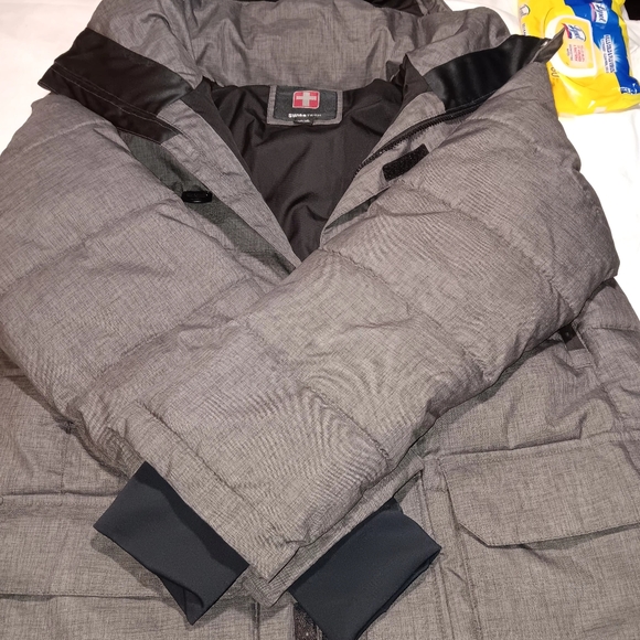 Swiss Tech Mens Winter cold weather Parka coat charcoal grey size S 34-26 - Picture 9 of 10